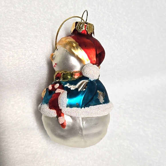 3 Vintage Christmas Ornaments Set Snowman 3½" Glass Christmas Tree Decor Holiday - Picture 4 of 16